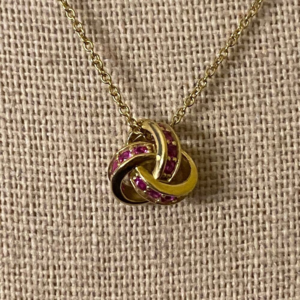 Sterling Gold Pink CZ Knot Necklace